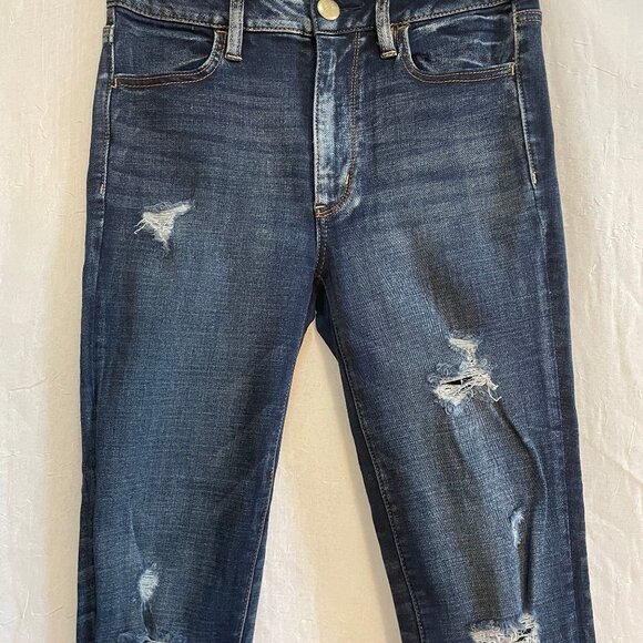 Distressed Dark Wash Skinny Jeans/Jeggings - Picture 2 of 6